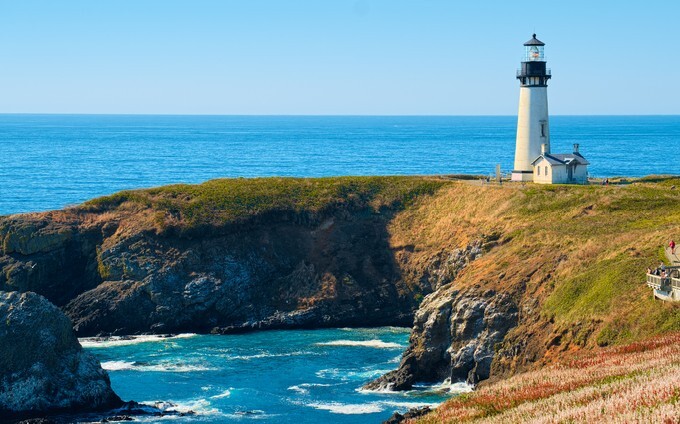 Yaquina Head Light House Seascape, Oregon State USA